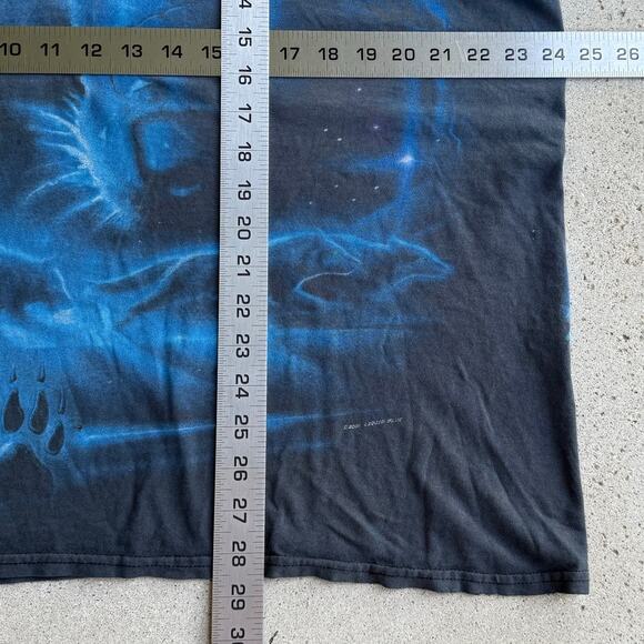 Vintage Liquid Blue Wolf Moon All Over Print 2001 T-Shirt XL Distressed Thrashed - Picture 9 of 9